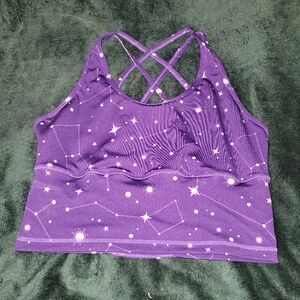 POP Fit Strappy Purple Constellation Workout Top